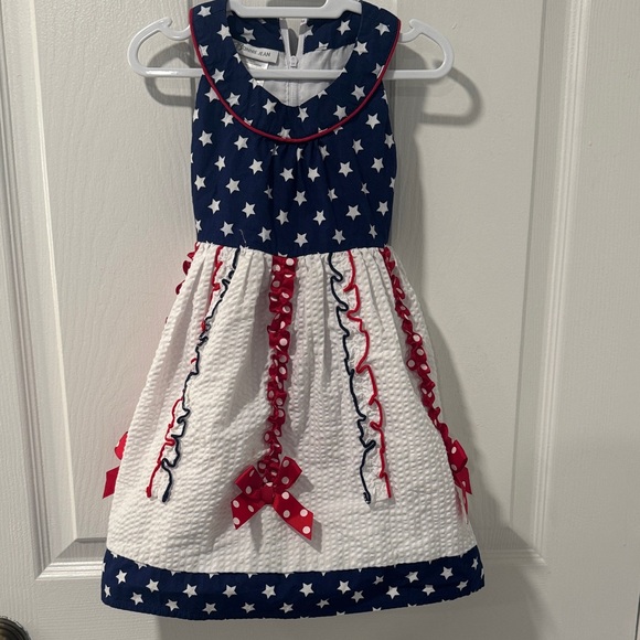 Bonnie Jean Other - Bonnie Jean Navy and White Star Dress with Red Accents